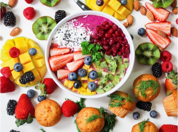 plate with fruits and berries